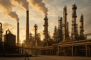 create an image that represents the industrial industry do not include words or faces in the image